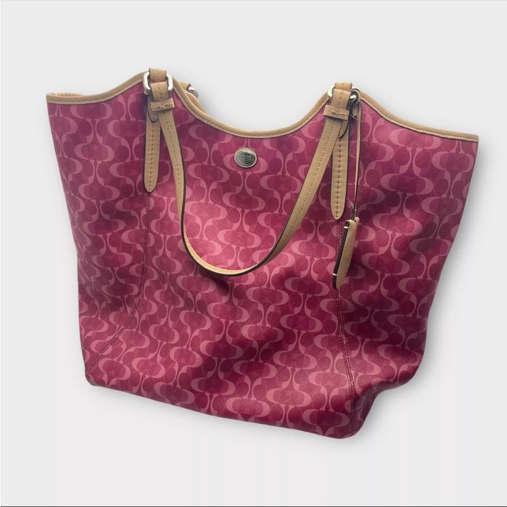 Genuine Coach Leather Tote Bag Peyton Dream C Pink and Tan Tote F25522 - Picture 7 of 14